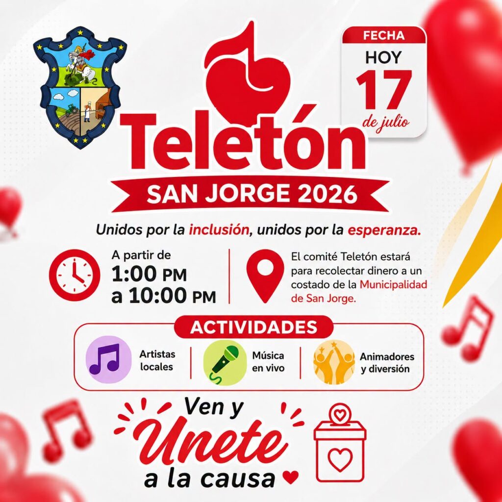 La Municipalidad de San Jorge te invita a formar parte de la Gran Jornada Teletón San Jorge 2026.